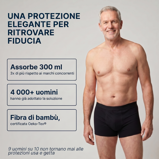 Boxer lavabile per incontinenza da uomo