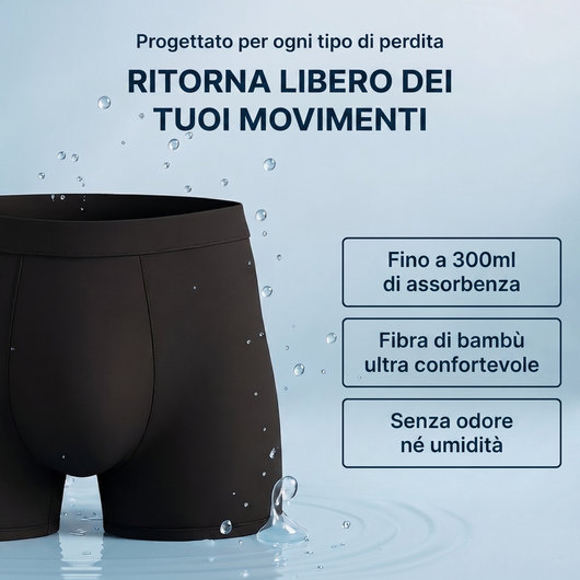 Boxer lavabile per incontinenza da uomo