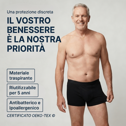Boxer lavabile per incontinenza da uomo